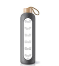 32 Oz Borosilicate Leak Proof Reusable BPA Free Motivational Glass Water Bottle With Silicone Sleeve and Bamboo Lid