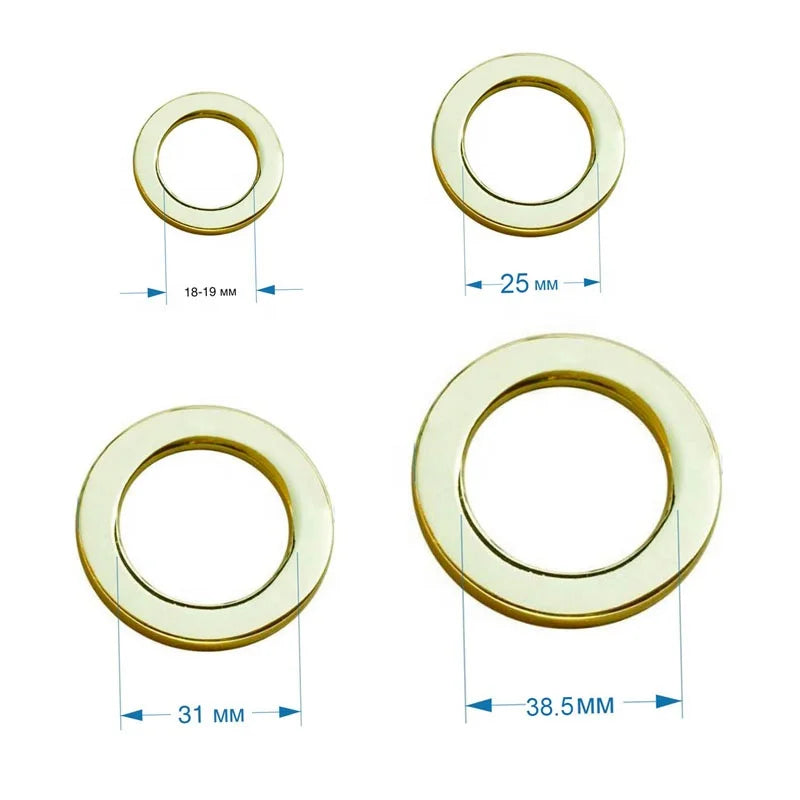Without Rusty Gold logo Rings Hardware Custom Designer Zinc Alloy Buckle Straps Adjuster for Swimsuit
