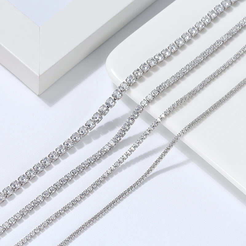925 Sterling Silver Rhodium Plated 1.5mm CZ Tennis Necklace 4A Cubic Zirconia Choker Chain Women Dainty Iced Out Hip Hop OEM MegaBDM