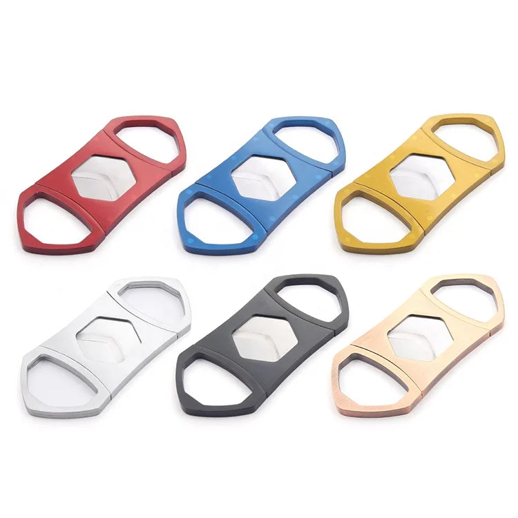 2024 New Arrival Innovative Double Blade Cigar Cutter Square Black Stainless Steel Custom Logo-Gadgets