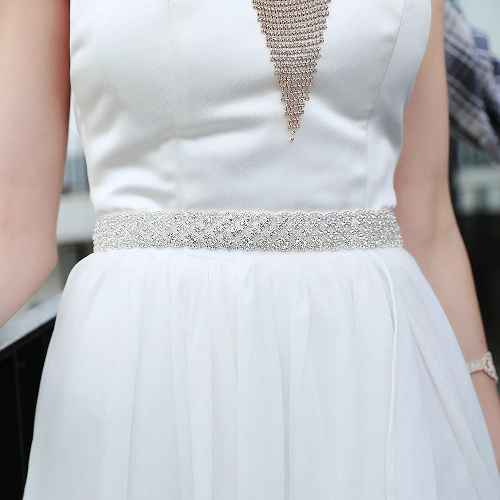 Rhinestone Leaf Pearl Twigs Belt Forest Style Wedding Bride Lady Waist Chain Bridal Belt
