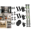 Modern Trackless Hanging Sliding Door Rail Rollers Kit 3/4 Linkage Frameless Glass Door Flush Sliding Pulley System Aluminum