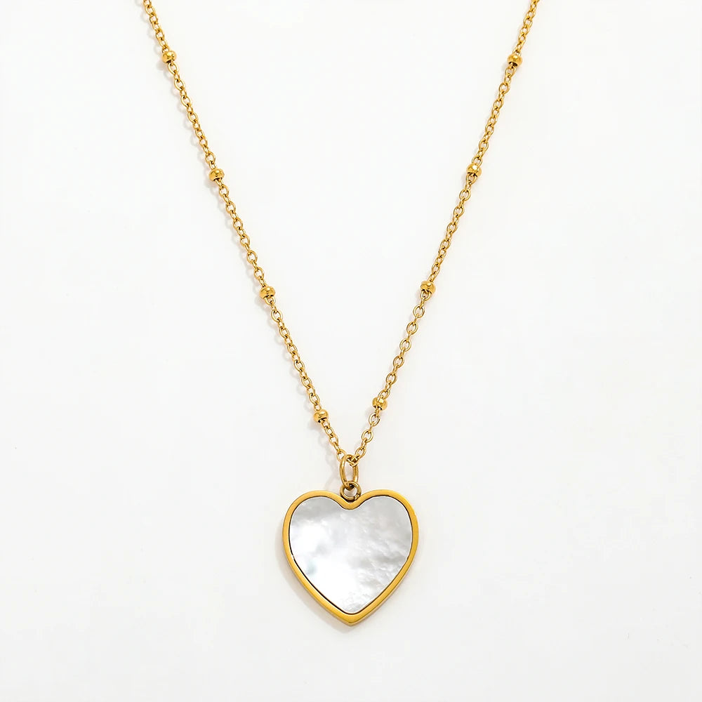 Joolim Jewelry Plated Shell Heart Stainless Steel Gold Necklace Jewelry Wholesale Gold Stainless Steel Necklaces Trendy