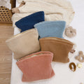 Stock Customize Logo Soft Cute Makeup Pouches Teddy Portable Travel Zipper Terry Plush Toiletries Kids Cosmetic Bags