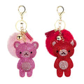 2025 Korean Velvet Rhinestone Cute Keychain Bear Couple Charm Pendant Couple Gift Cartoon Jewelry Bag Hanging Accessories