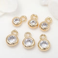 Wholesale Simple Design Jewelry Accessories Inlaid Zircon 14K Gold Plated Round Pendant Diy Bracelet Making Charm