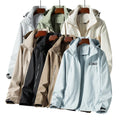 Plain Color Block Hooded Waterproof Windbreaker Jacket Unisex Custom Logo Outdoor Hiking Softshell Track Jacket Men