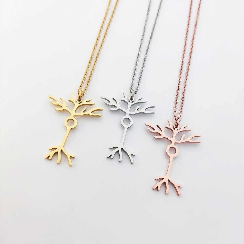 Fashion Nerve Necklace Novelty Stainless Steel Science Jewelry Nerve Pendant Doctor's Necklace Gift for Mom/Her/Best Friend