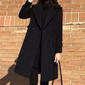 Winter Classic Brand Women's Double Breasted Long Coat Black Trench Jacket Fashion for Ladies Appropriate for the Season