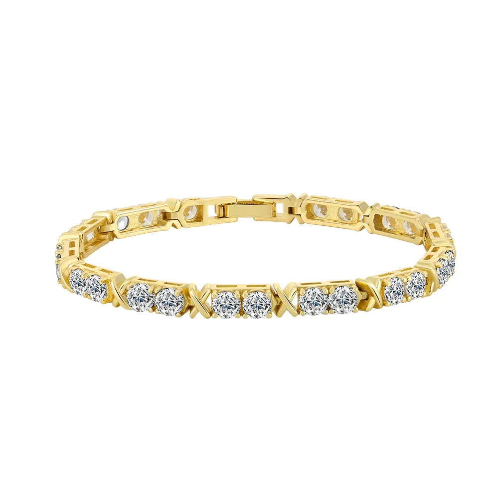 SB205 Shinny Round Cut 5A Cubic Zirconia Prong Setting Tennis Casting Bracelet 925 Sterling Silver Jewelry