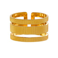 JINYOU 1433 Minimalist 18K Gold Plated Metal Statement Stainless Steel Geometric Opening Adjustable Waterproof Fashion Ring