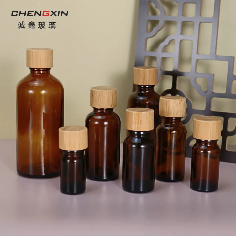 Stock 5ml Tea-Colored Glass Essence Oil Screw Cap Cosmetic Emulsion Dropper Bottle with Screen Printing Travel Sub-Packaging