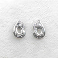 Sterling Silver 4*6mm Semi Mount Stud Earrings Empty Frame Support Blank Setting S925 Base Without Center Stone for DIY Inlay