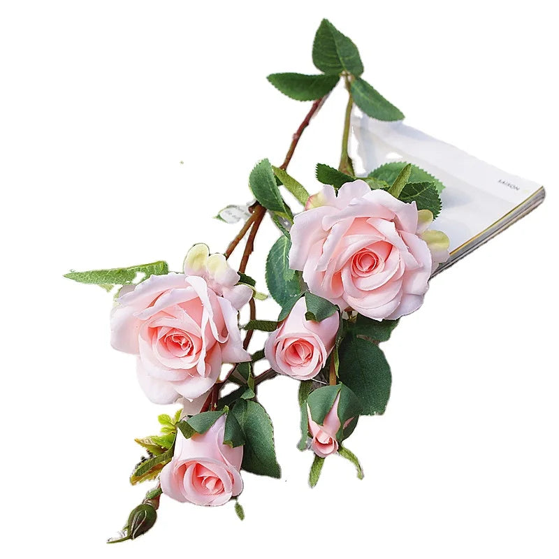 Premium quality 2 forks artificial rose bouquet wedding rose flowers for party decor