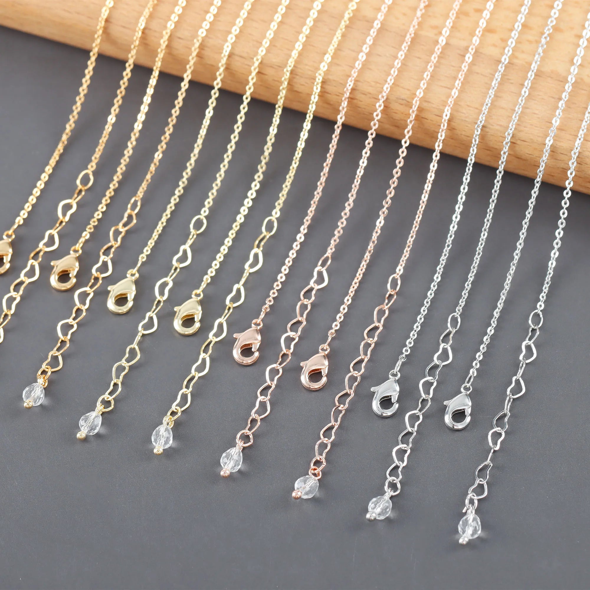 M1094 6pcs/Lot Classic Simple Design Multicolor Other Chokers Necklace Heart Shape Extension Link Chain Anniversary Jewelry Gift