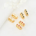 Wholesale Brass 14K Gold Plated Enamel Cross Huggie Hoop Earrings
