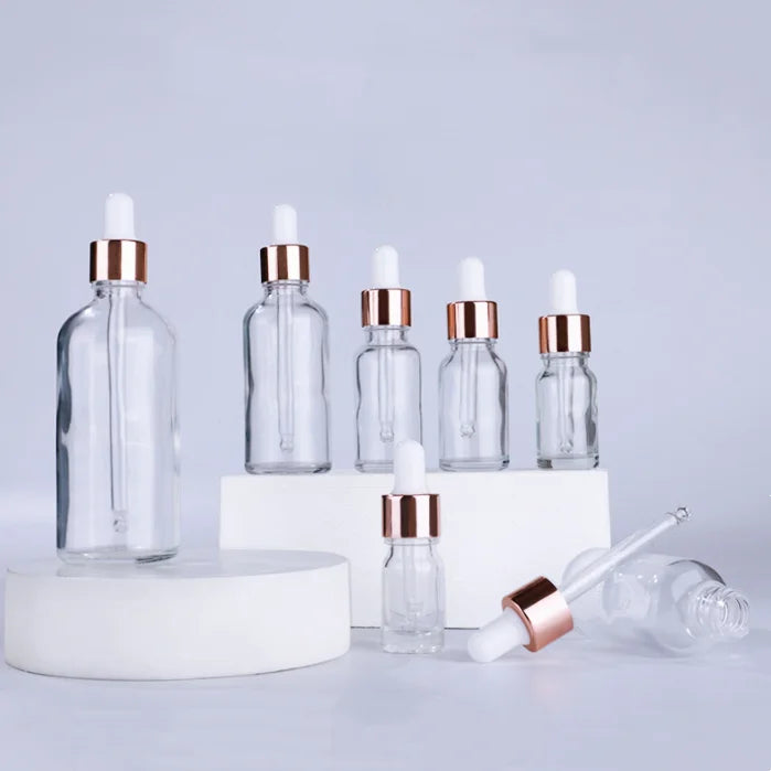 Free Sample Cheap Price Cosmetic Packaging 10ml 30ml 50ml Skincare Rose Gold Dropper Glass Essential Oil Bottle
