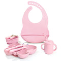 Tableware Silicone Bpa Free Material Baby Feeding Suction Sippy Cup Bib Plate Bowl Spoon Fork Set