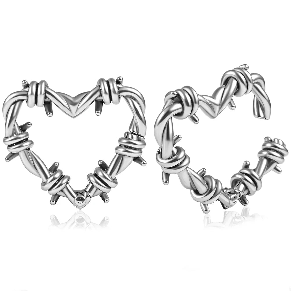 Evorte Vintage Children's Wedding Ear Weights Stretching Ears 316L Stainless Steel Heart Ear Gauges Plug Tunnel Expander Body