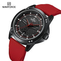 NAVIFORCE 8031 BRR Red Silicone Belt Luxury Quartz Wrist Watches Fashion Men Bracelet Casual Big Dial Male Boy Gift Reloj Hombre