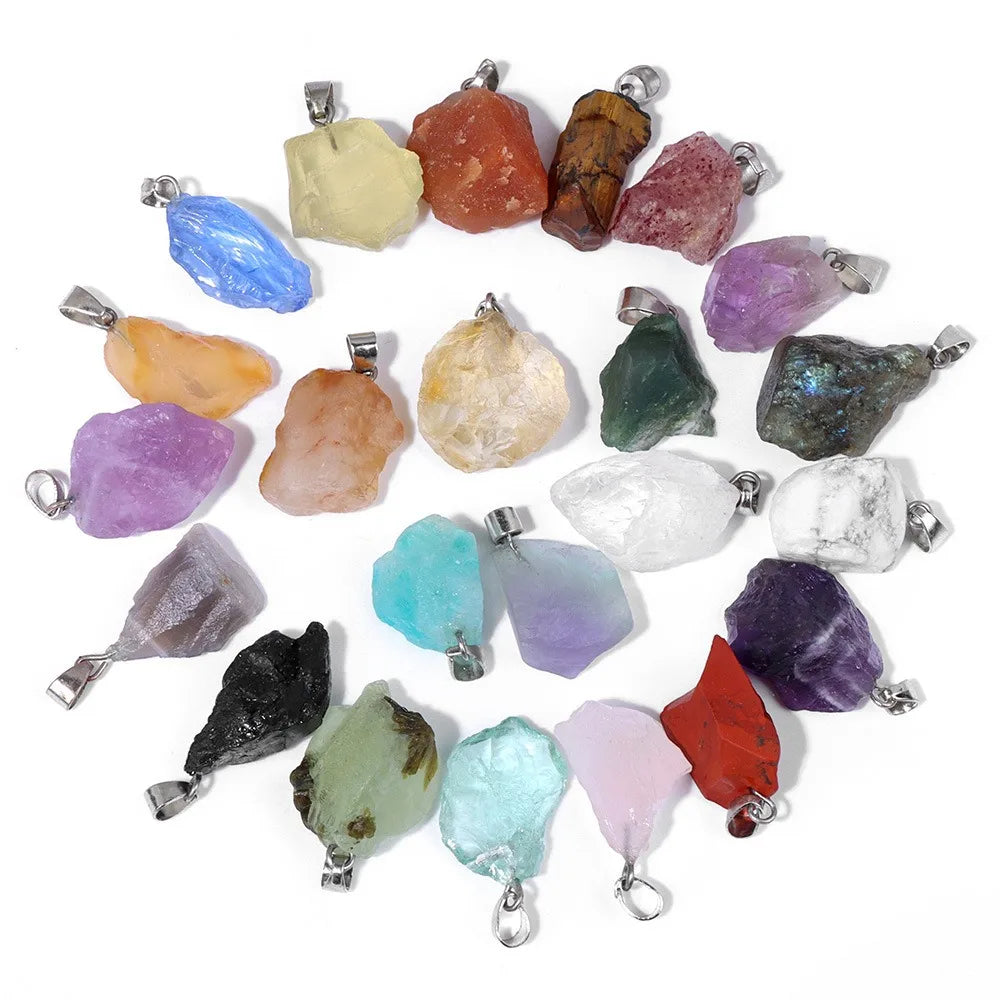 Natural Black Tourmaline Rough Crystal Pendant Irregular Raw Gemstone Pendant Amethyst Quartz Stone Pendant Necklace Jewelry