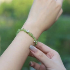 Japanese Ins Style Homemade Diy Peridot Bracelets with S925 Sterling Silver Chain