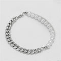 Fashion 316L Stainless Steel Cuban Chain Beads Charm Bracelets Titanium Steel Necklaces Link Baroque Pearl Bracelets