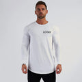 Wholesale Custom Men's Gym Fitness Apparel Loose Fit Cotton Jersey Top Long Sleeve Crop T-shirt with Solid Pattern