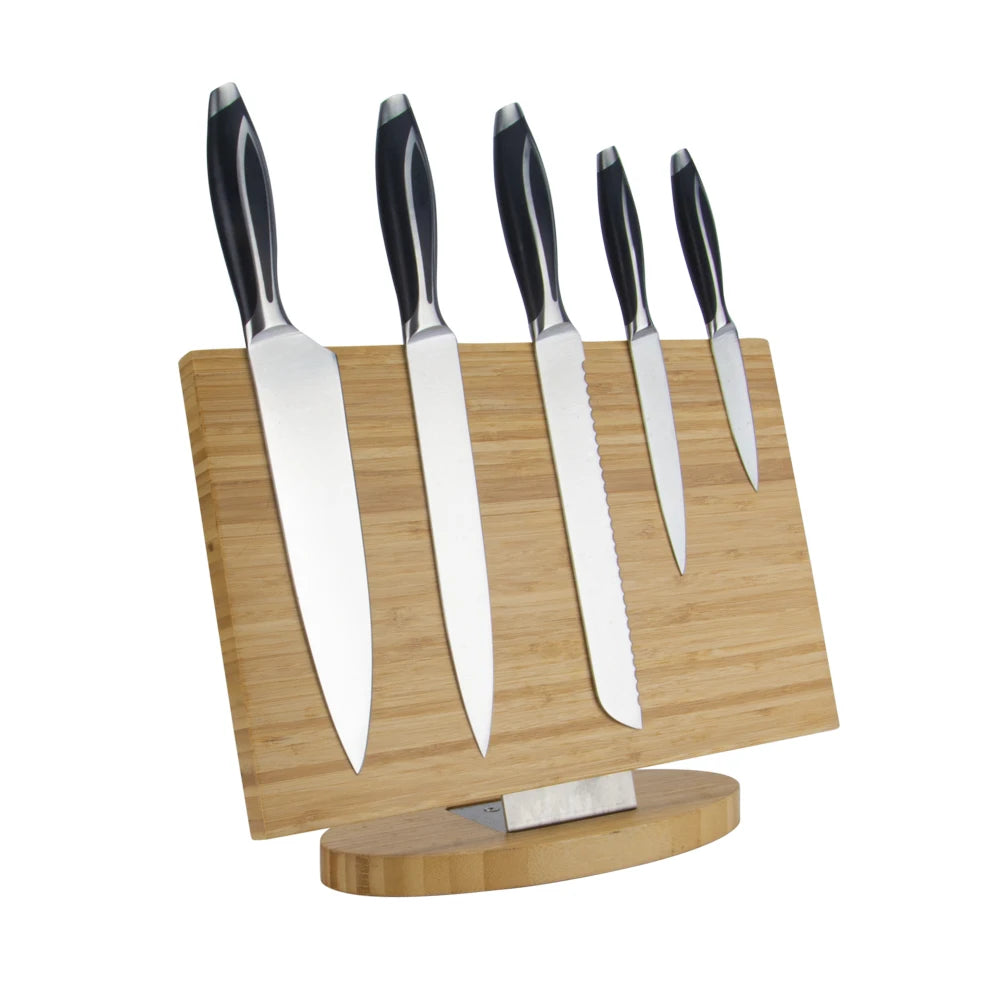 Custom Eco-Friendly Bamboo Magnetic Knife Holder & Stand with Multifunctional Storage Block-Customizable Size & Logo