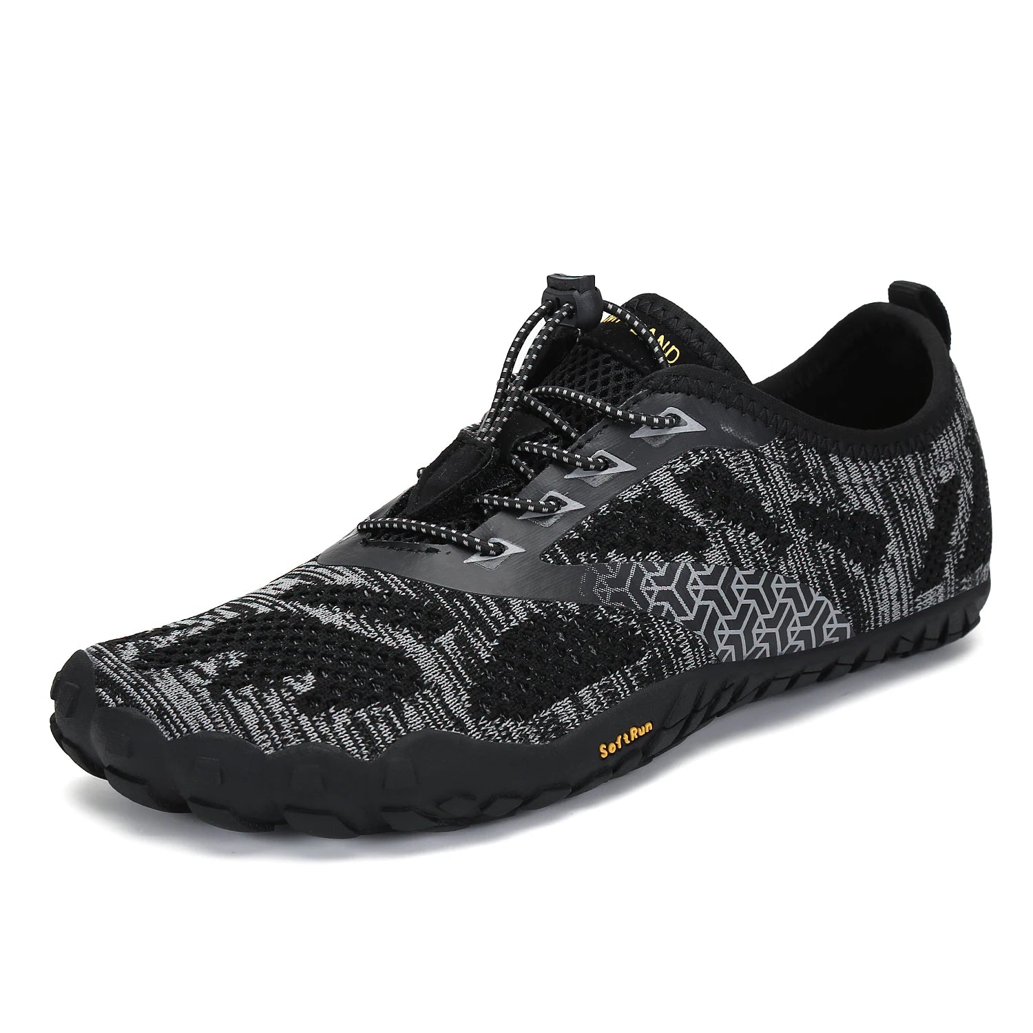 Black Men Minimalist Barefoot Trail Running Shoes with Grid Sole