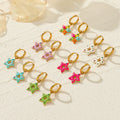 Rinhoo New Design Enamel Star Huggie Earrings 18K Gold Plated Stainless Steel Star Drop Dangle Earrings for Women