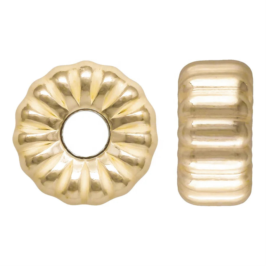 Vintage Corrugated Rondelle Beads Sterling Silver for Permanent Jewelry Making 14K Gold Filled Spacer Beads
