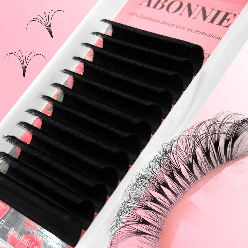 Abonnie Dark Matte Fluffy Easy Fan Lash Extensions Individual Eyelash Extensions Easy Fan Eyelash Extention