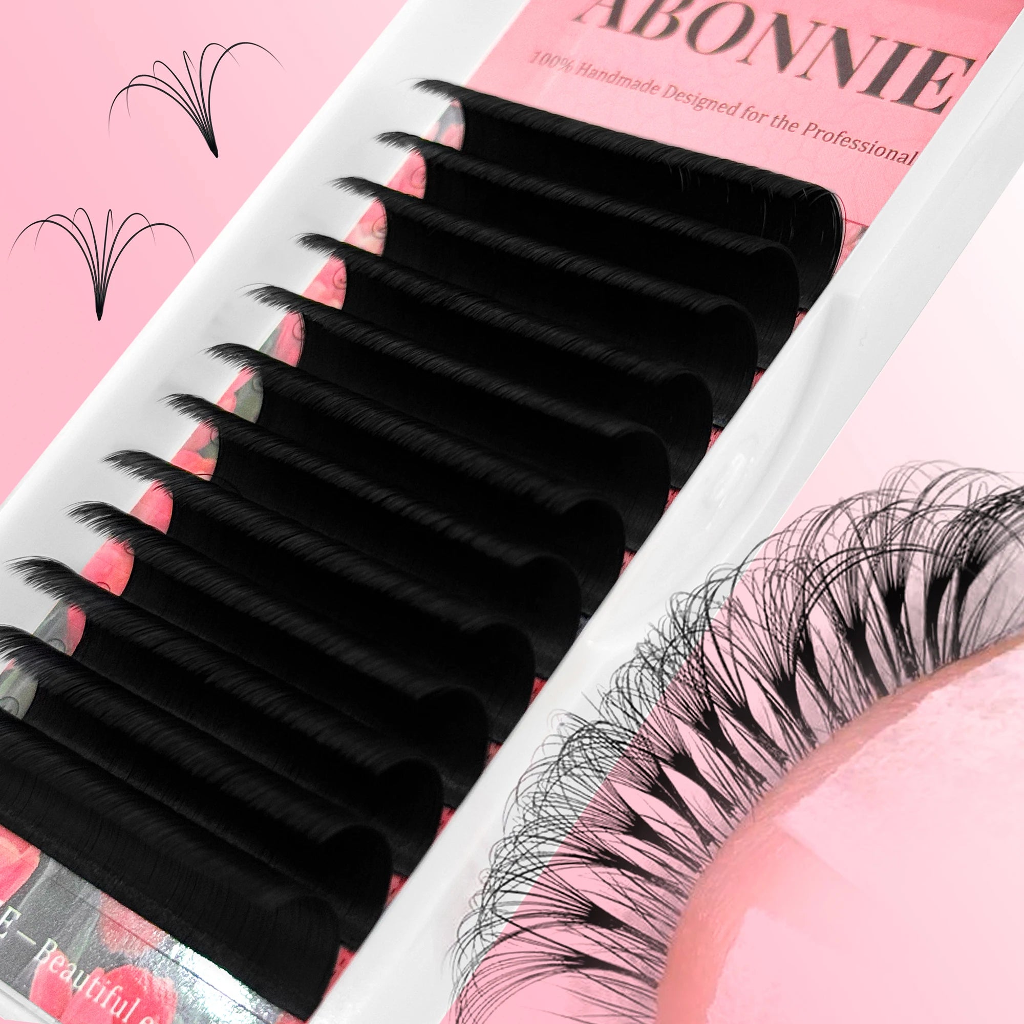 Abonnie Dark Matte Fluffy Easy Fan Lash Extensions Individual Eyelash Extensions Easy Fan Eyelash Extention