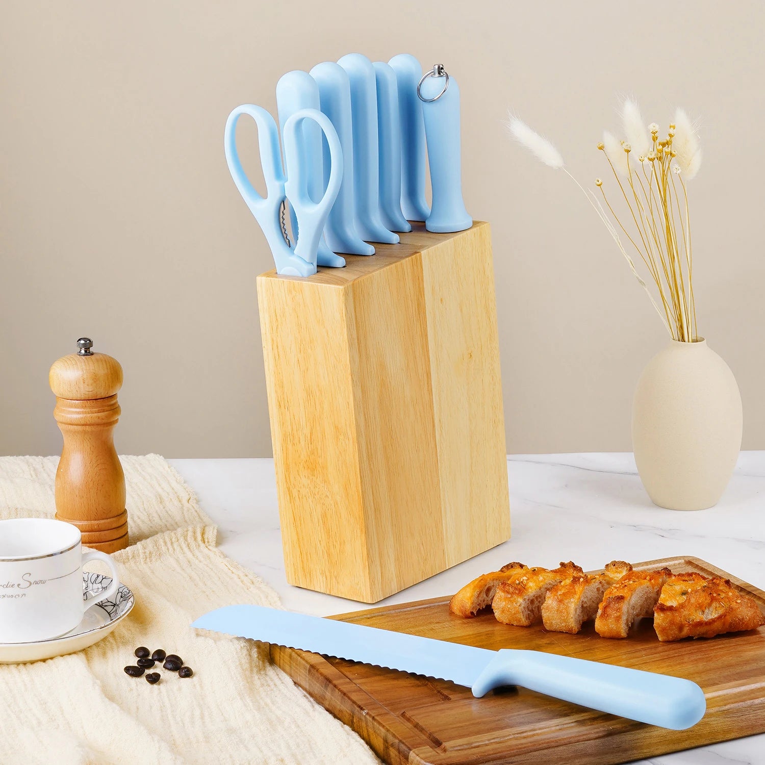 Professional 8-Piece Stainless Steel Kitchen Knife Set Non-Stick Coating Colorful PP Handle 3Cr13 Blade Cooking Chef Knife