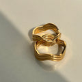 2024 Dazan New Ins Summer 18k Gold Plated Tarnish Free Stainless Steel Gothic Wave Design Pleated Ring for Women for Party