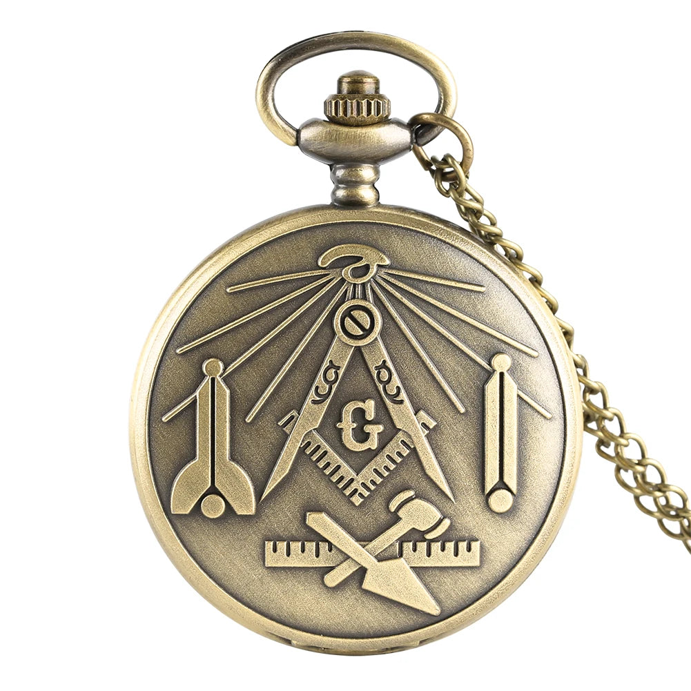 Freemasonry Freemason Masonic Gifts Pocket Watch with Necklace Chain Vintage Steampunk Accessories for Men