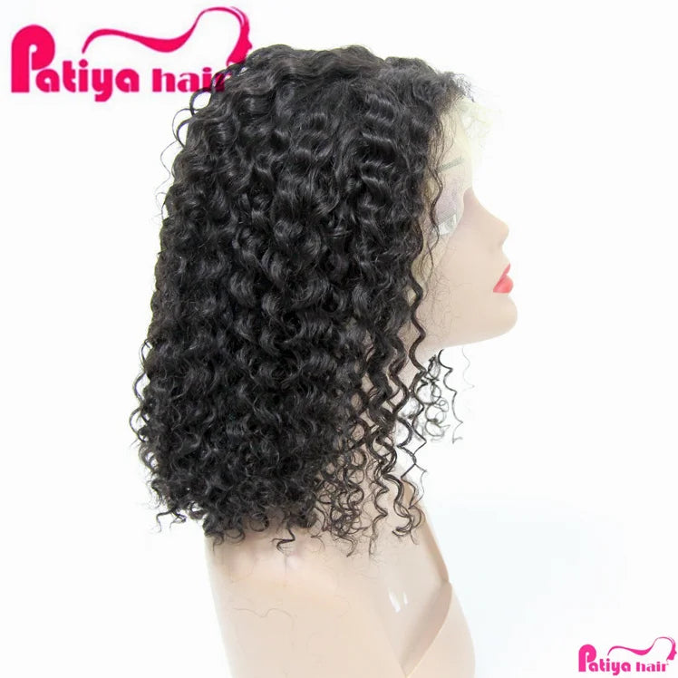 2025 Trend Products Black Color Natural Human Hair Wigs Deep Wave Curls Brazilian Remy Hair Front HD Lace Short Curly Bob Wigs