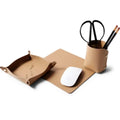 Desktop Leather Set of Desk  Storage Tray  Pencil Cup  Leather Tray Leather Storage Baskets