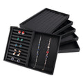 Black PU Leather Jewelry Tray Exhibition Display Rack Props for Ring Earrings Pendant Necklace