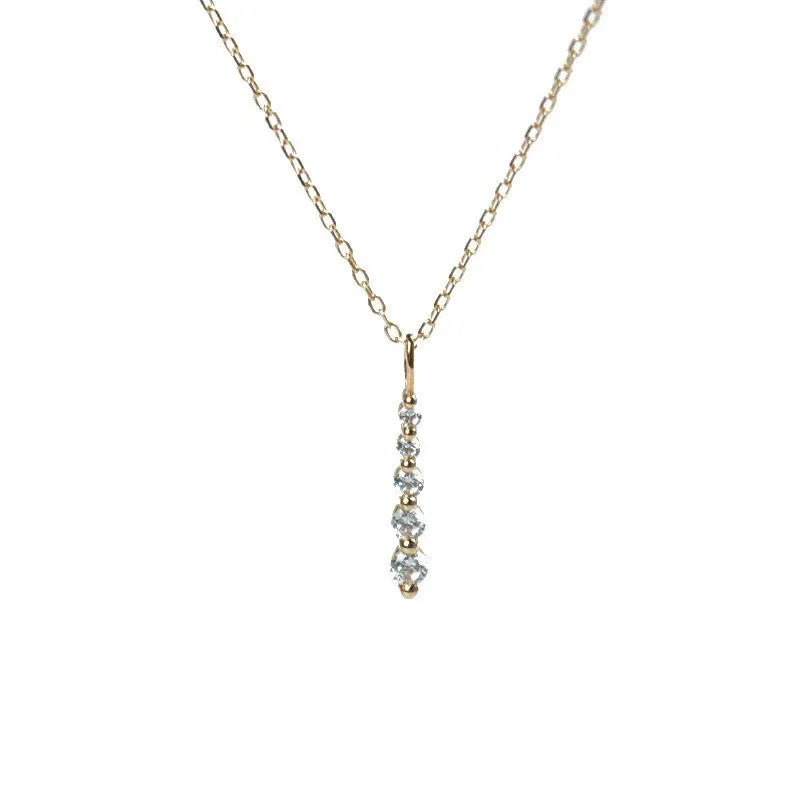 Minimalist Jewelry Simple CZ 14K Gold Plated Over S925 Sterling Silver Lady Necklace