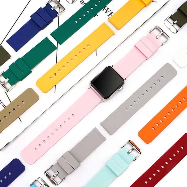 Hot Selling Sport Waterproof Silicone Hand Watch Bands 16mm 18mm 20mm 22mm Quick Release Rubber Watch Strap for Haylou Gst