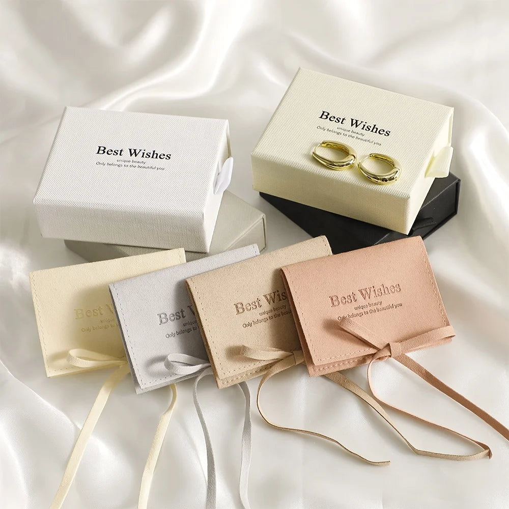 PUPPYSEW 9*7cm Box with Pouch Packaging Jewelry Box with Jewelry Bag Pouch Necklace Earring Drawer Sliding Box Custom logo