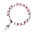 Newest Design Angle Wing Silver Plated Pink Opal Sardonyx Blue Sandstone White Turquoise Natural Stone Bracelet for Women Girls