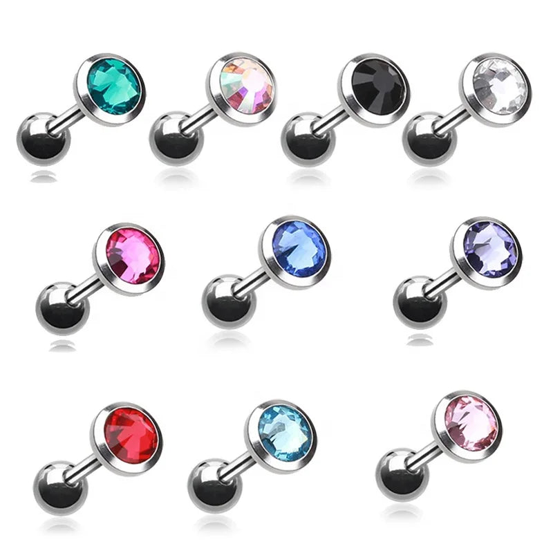 Lotus G23 Titanium Trendy Engagement Multiple Colour Round Clear CZ Stone Helix Tragus Labret Cartilage Stud Piercing