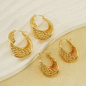 New Retro Personality Twists Earrings Trend Exaggerate Versatile Waterproof Stainless Steel Earrings Fashion Jewelry