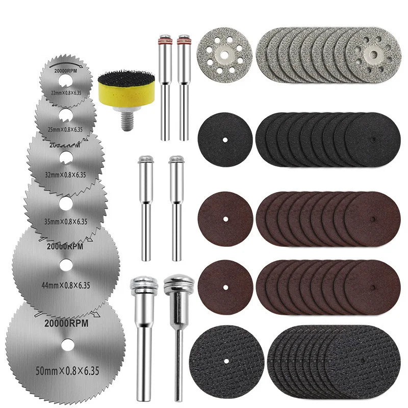 31-63pcs Diamond Cutting Disc Wood Saw Blade Set HSS Mini Circular Saw Blade Kit for Rotary Tools Resin Cut-Off Wheels