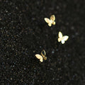 Simple Cute 14K Gold Plating Pure 925 Sterling Silver Shiny Mini Butterfly Shape Stud Earrings for Women Girls Jewelry