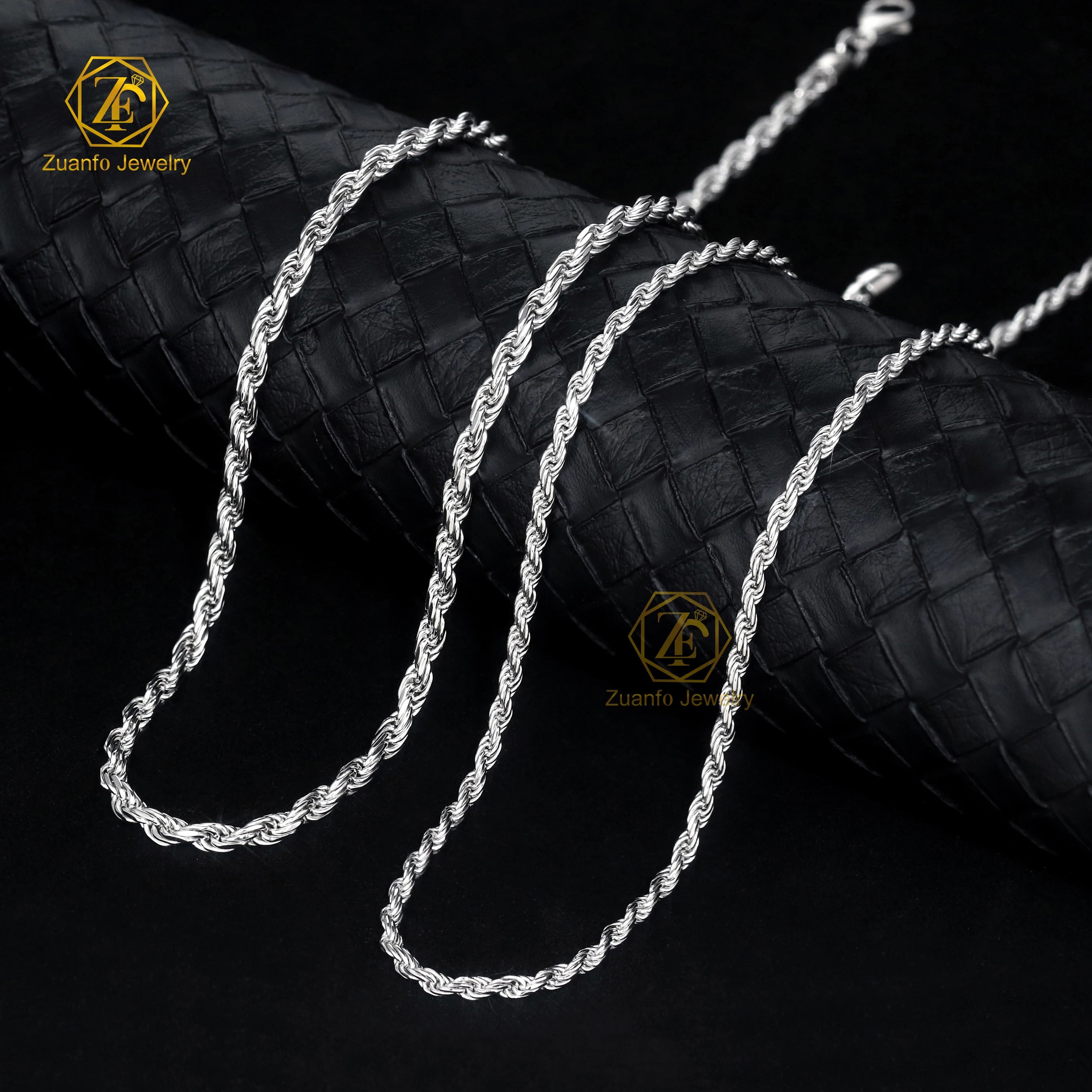 Factory Price 3mm 925 Sterling Silver Rope Chains 16-24inches Length Twisted Link Chain Charm Necklace