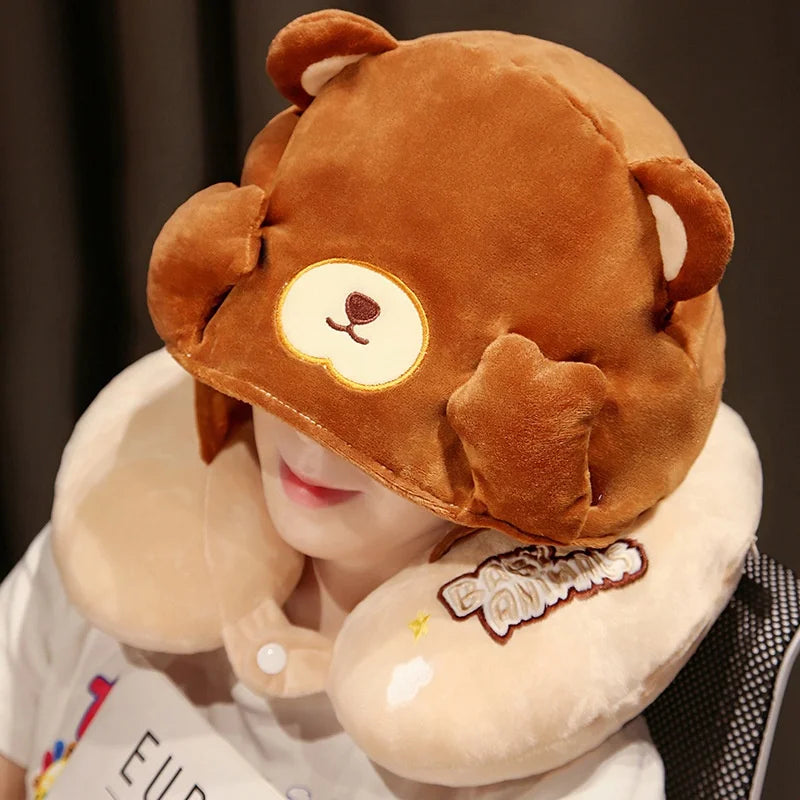 Hot Sale Memory Foam Neck Pillow and Head Support Soft Hooded U Pillow Airplane Pillow